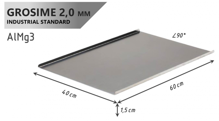 Tava Patiserie Soing, Dreptunghiulara, Aluminiu 2,0 mm, 60 x 40 cm, 2 laturi 90° [4]