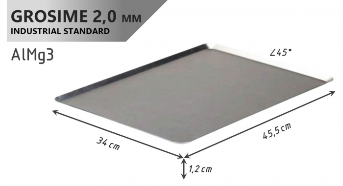 Tava Patiserie Soing, Dreptunghiulara, Aluminiu 2 mm, 45,5 x 34 cm, All around 45° [4]