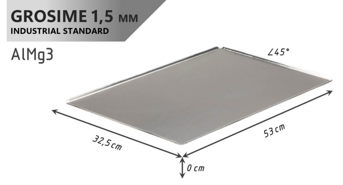 Tava Patiserie Soing, Dreptunghiulara, Aluminiu 1,5 mm, 53 x 32,5 cm, 4 laturi 45° [4]