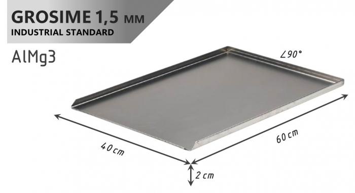 Tava Patiserie Soing, Dreptunghiulara, Aluminiu 1,5 mm, 60 x 40 cm, 3 laturi 90° [4]