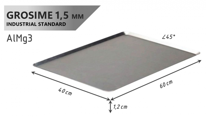 Tava Patiserie Soing, Dreptunghiulara, Aluminiu 1,5 mm, 60 x 40 cm, All around 45° [4]