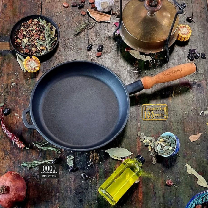 Tigaie din Fonta cu maner din lemn Maysternya T302 – 24x4 cm [2]