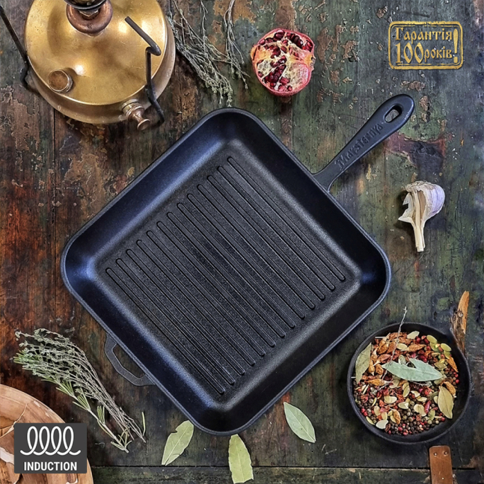 Tigaie Grill cu Maner din Fonta Maysternya – 28x28x4 cm [2]