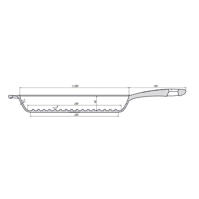 Tigaie Grill cu Maner din Fonta Maysternya – 28x28x4 cm [9]