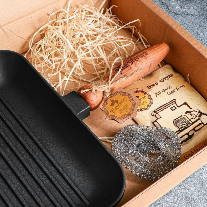 Tigaie Grill din Fonta cu Maner din Lemn Maysternya T307 – 28x28x4 cm [9]