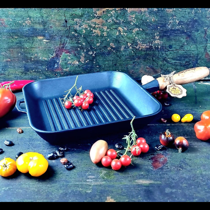 Tigaie Grill din Fonta cu Maner din Lemn Maysternya T307 – 28x28x4 cm [3]