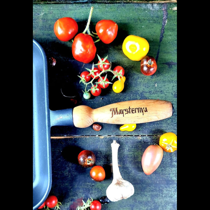 Tigaie Grill din Fonta cu Maner din Lemn Maysternya T307 – 28x28x4 cm [5]