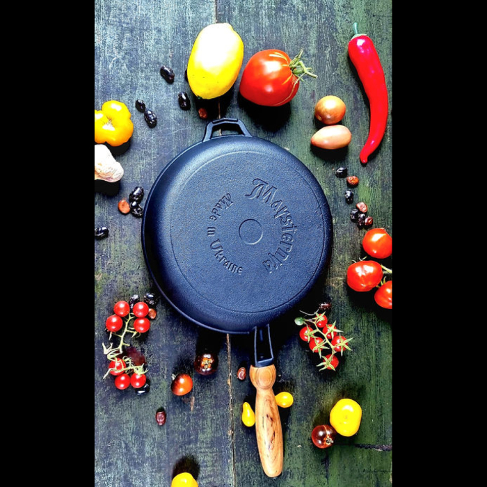 Tigaie Grill din Fonta cu Maner din Lemn Maysternya T308 – 24x4 cm [6]
