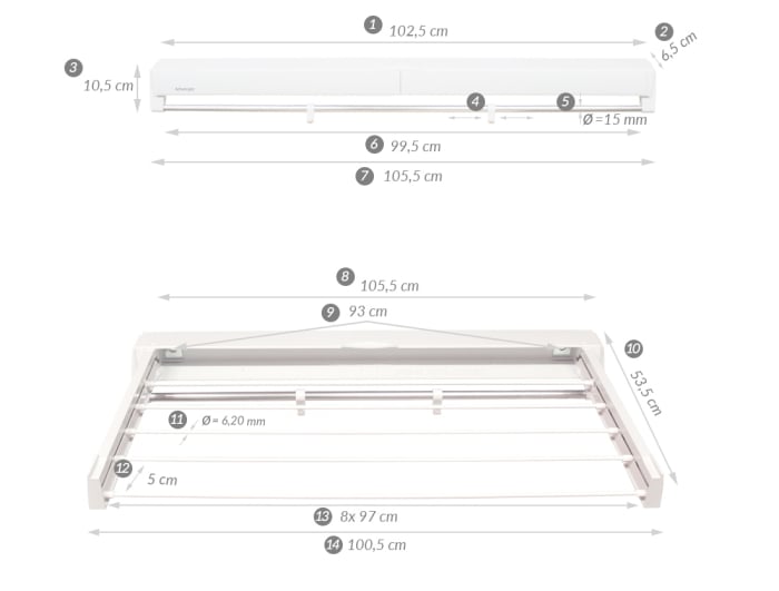 Uscator rufe Juwel ArtDry 100, Alb, 8,7 m [7]