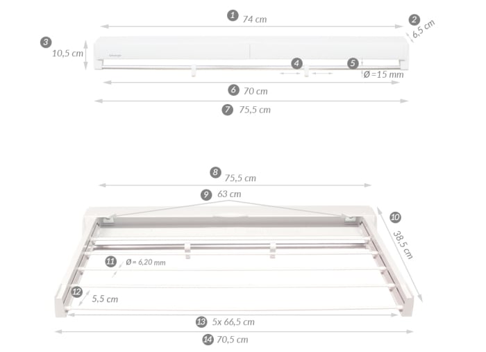 Uscator rufe Juwel ArtDry 70, Alb,  4 m [7]