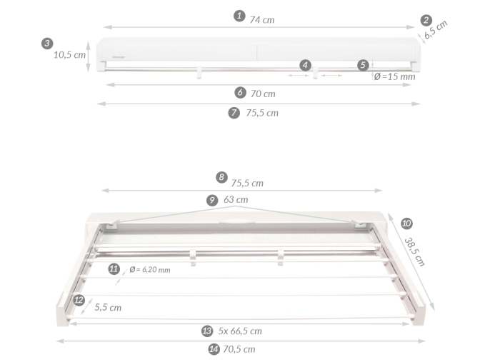 Uscator rufe Juwel ArtDry 70, Gri, 4 m [9]