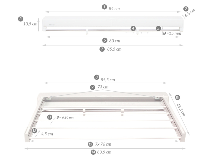 Uscator rufe Juwel ArtDry 80, Alb, 6,1 m [7]