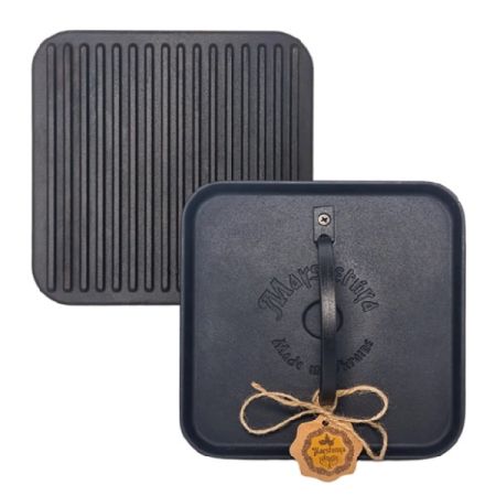 Accesorii Vase Fonta - Presa pentru Grill Patrata din Fonta Maysternya MS220 – 21x21 cm, 3.5 kg