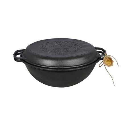 Gatit & Bucatarie - Set Ceaun din Fonta Maysternya T405CPGr – 8 L cu Capac Tigaie Grill