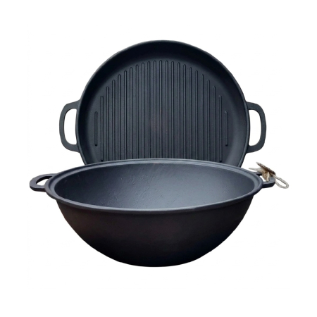 Oale din fonta - Set Ceaun din Fonta Maysternya V15CPGr – 15 L cu Capac Tigaie Grill