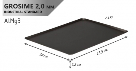 Tava Patiserie Soing, Antiaderenta, Dreptunghiulara, Aluminiu 2 mm, 45,5 x 30 cm, All around 45° [3]