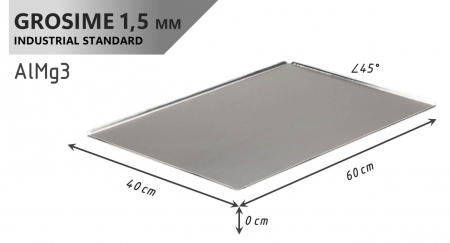 Tava Patiserie Soing, Dreptunghiulara, Aluminiu 1,5 mm, 60 x 40 cm, 4 laturi 45° [3]