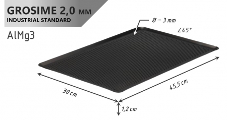 Tava Patiserie Perforata Soing, Antiaderenta, Dreptunghiulara, Aluminiu 2 mm, 45,5 x 30 cm, All around 45° [3]