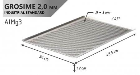 Tava Patiserie Perforata Soing, Dreptunghiulara, Aluminiu 2 mm, 45,5 x 34 cm, All around 45° [3]
