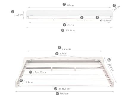 Uscator rufe Juwel ArtDry 70, Alb,  4 m [6]