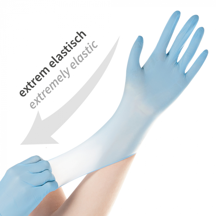 Manusi examinare SAFE SUPER STRETCH  - nitril  fara pudra - elasticitate 700% -albastru  100 buc [10]