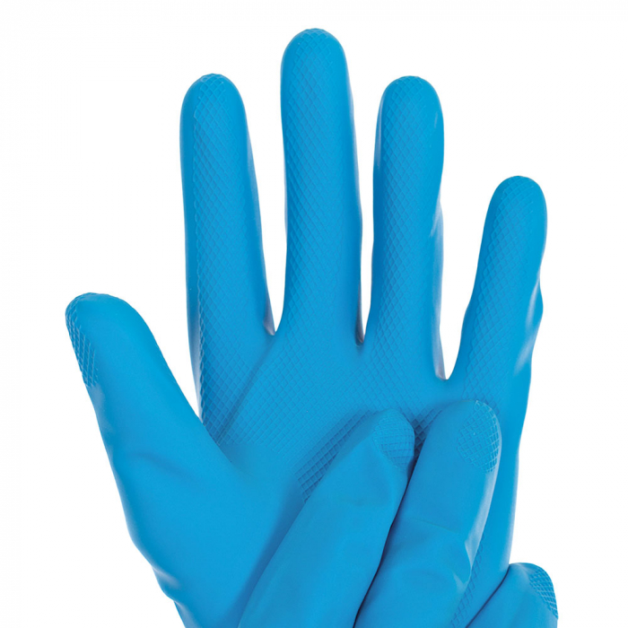 Manusi protectie chimica din latex - SATIN BLUE - clorurate pe ambele parti - marime L, culoare albastru - 30 cm [2]