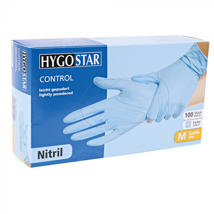 Manusi unica folosinta CONTROL - nitril  usor pudrate - 24 cm - marime L  albastru - 100 buc [3]