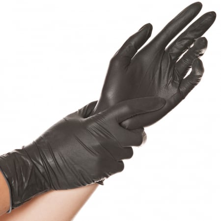 Manusi protectie - Manusi consult DIABLO-diverse marimi-latex, fara pudra-negre-24 cm-100 buc