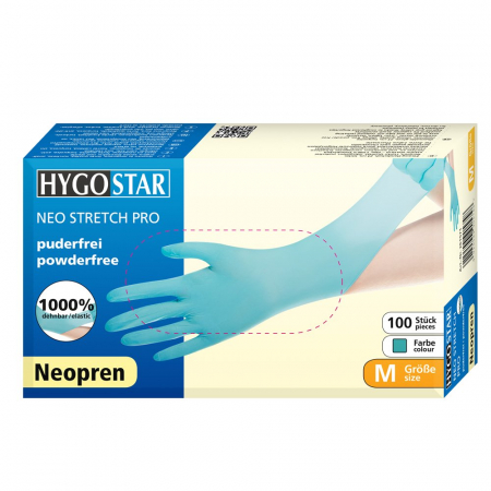 Manusi examinare NEO STRETCH PRO - neoprene  fara pudra - elasticitate 1000% - turquoise  100 buc [1]