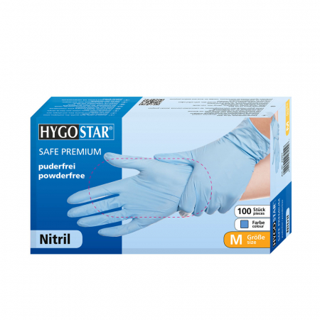 Manusi unica folosinta SAFE PREMIUM  - nitril  fara pudra - 24 cm - albastru - 100 buc [5]