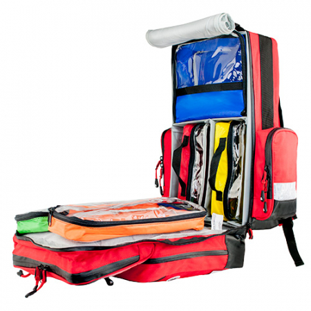 Rucsac medic pentru ambulanta PRO RED din TeflonSHIELD - impermeabil - 48x40x20 cm - cu fermoar si 5 module [4]