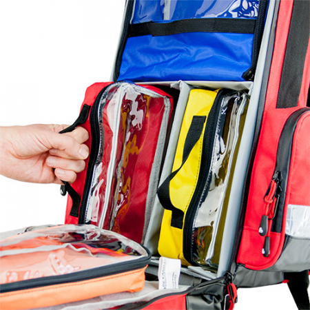 Rucsac medic pentru ambulanta PRO RED din TeflonSHIELD - impermeabil - 48x40x20 cm - cu fermoar si 5 module [5]