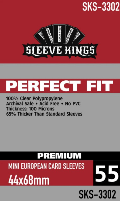 Card Sleeves: Sleeve Kings Perfect Fit Mini European 44x68mm - 55 Bucati [1]