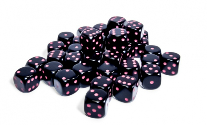 Set Zaruri Chessex Black/Pink Opaque 12mm d6 [1]