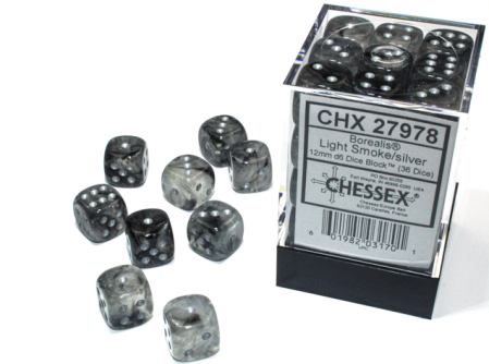 Produse noi - Set Zaruri Chessex Borealis Light Smoke/Silver 12mm d6