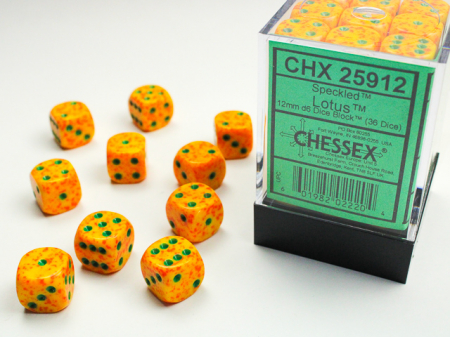 Accesorii - Set Zaruri Chessex Lotus Speckled 12mm d6