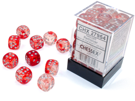Produse noi - Set Zaruri Chessex Nebula Red/Silver 12mm d6