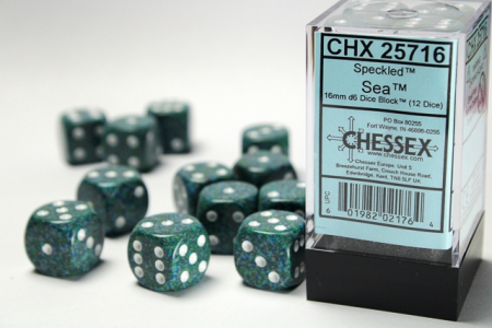 Accesorii - Set Zaruri Chessex Sea Speckled 16mm d6
