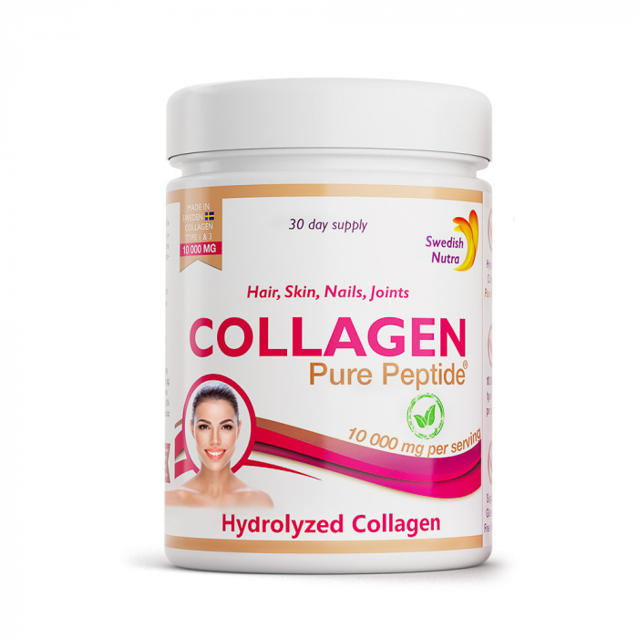 Colagen Hidrolizat Pulbere 10.000Mg Tip 1 si 3 Super Concentrat - 100% Natural, 300g, Swedish Nutra [1]