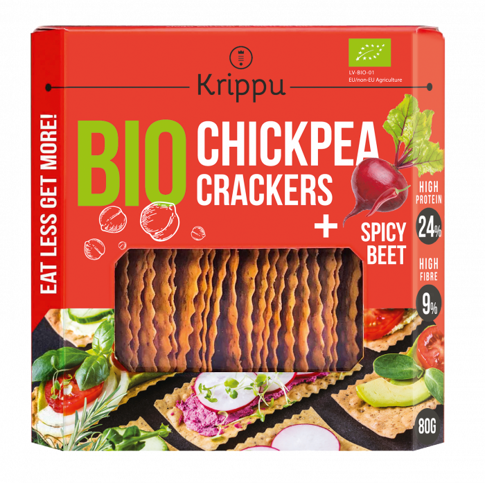 Crackers din naut cu sfecla picanta, BIO, vegan, 80g [1]