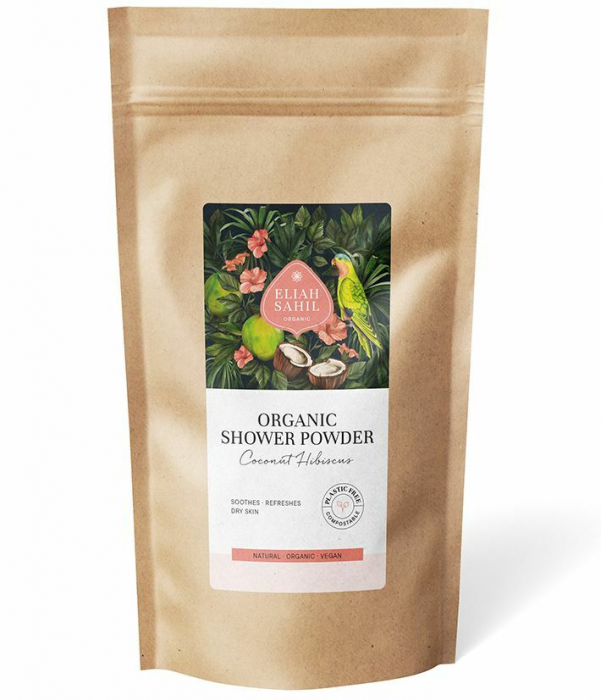 Gel de dus pudra cu cocos si hibiscus bio 250g refill Eliah Sahil                                    [1]