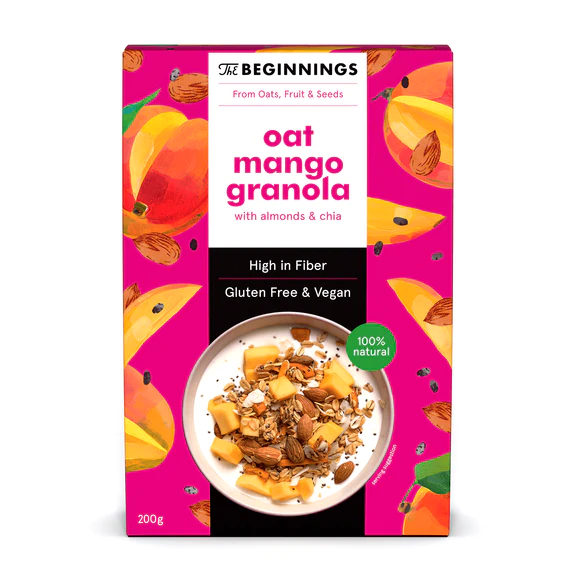 Granola cu ovaz si mango, fara gluten, vegan, The Beginnings, 200g [1]