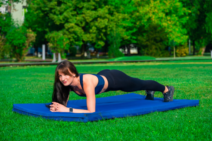 Saltea sport FlexiCore 200x100 cm, pentru exerciții la sol, de culoare Albastra [3]