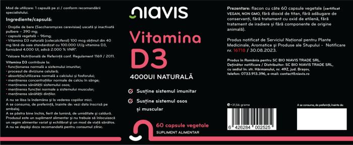 Vitamina D3 4000ui Naturala 60 cps [2]