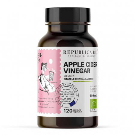 Slabire - Apple Cider Vinegar (Otet din Cidru de Mere) ecologic Republica BIO, 120 capsule
