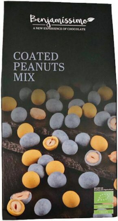 Produse - Arahide invelite in mix ciocolata cu turmeric si spirulina, bio, 60g, Benjamissimo                  