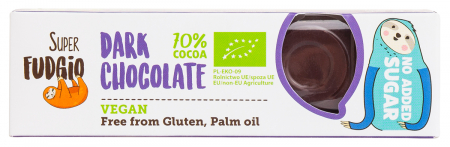 Produse - Baton de ciocolata neagra fara zahar adaugat, bio, 40g, Super Fudgio                                