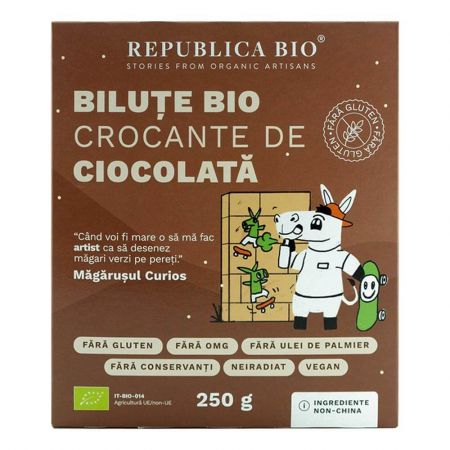 Cereale si fulgi - Bilute Bio crocante de ciocolata FARA GLUTEN Republica BIO, bio, 250 g