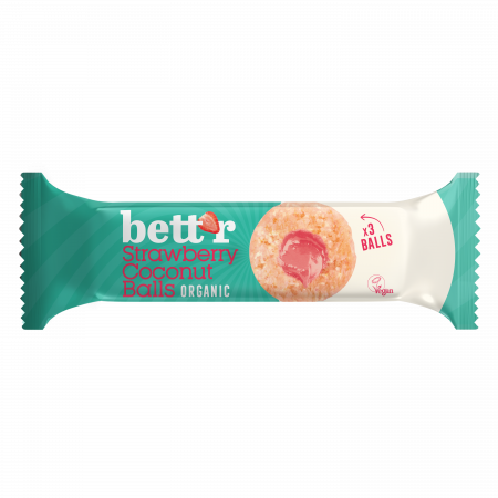 Produse - Bilute cu umplutura de capsuni si cocos, bio, 3x15g, Bettr                                          
