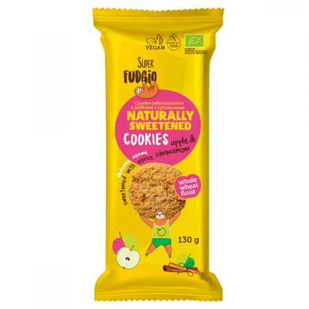 Produse - Biscuiti cu agave, mar si scortisoara, bio, 130g, Super Fudgio                                      